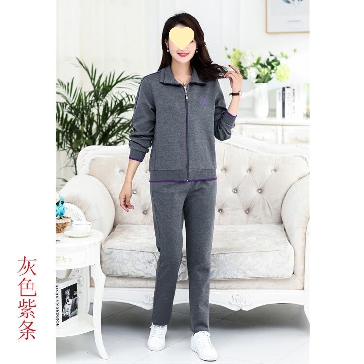 妈妈两件套款宽松中老年晨练运动服套装女秋季春秋老年人休闲大码|undefined