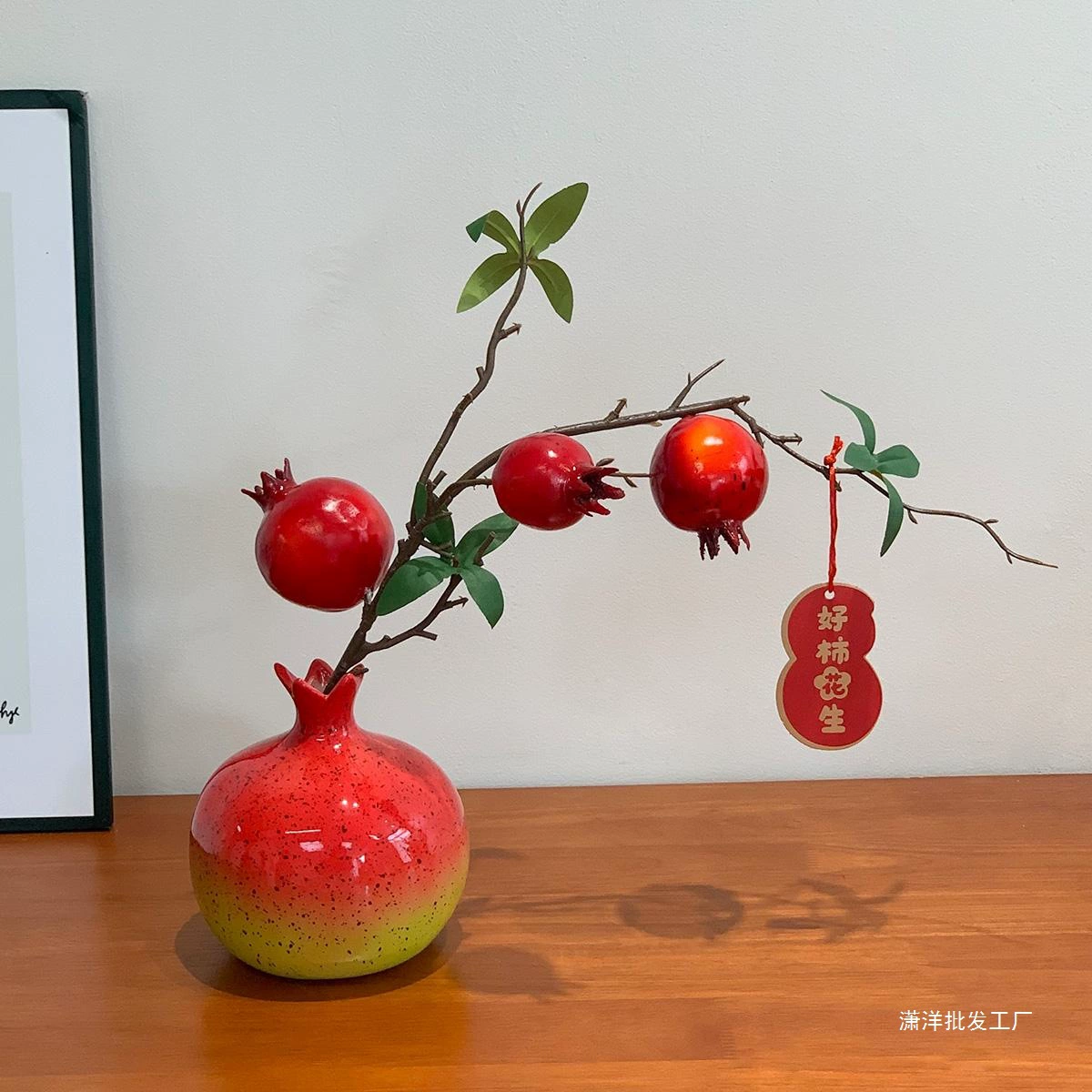 Украшения для обеденного стола, праздничные фрукты, благоприятные фрукты, искусственные цветы, украшения из искусственных цветов, украшения из веток, гранатовые цветочные украшения.