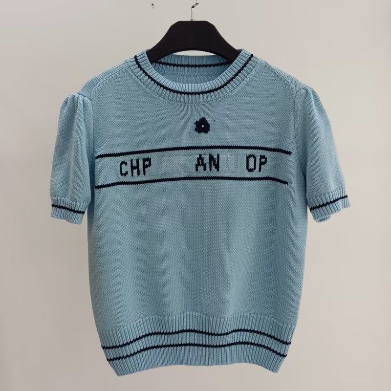 Nanyou Women's Short-Sleeved Fashionable Knitted Knitwear for Women 2024 Autumn and Winter New Embroidered Elegant Knitted Top