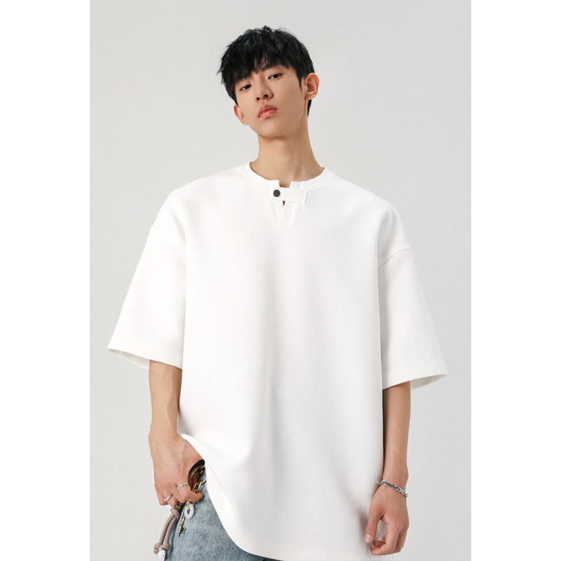 Hong Kong-style American High Street Brand Versatile Men's T-shirt, 2025 Summer New Model, Loose Fit, Trendy Solid_voghion.com
