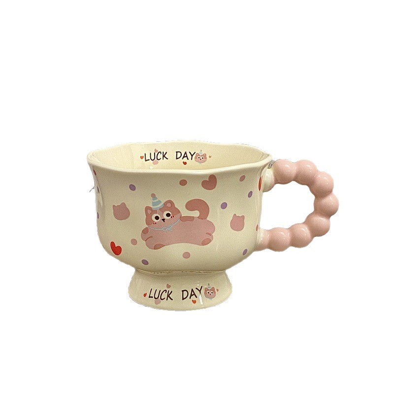 Taza de cachorro lindo Taza de alto valor Regalo de cumpleaños femenino Taza de cerámica Regalo de mano Taza de agua Café Taza de pareja