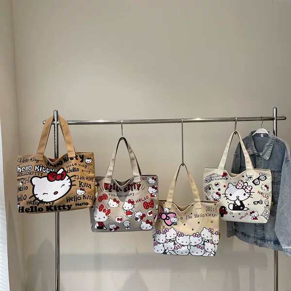 2026 New Canvas Bag for Women, Large Capacity Tote, Student Cartoon Casual Outing Shoulder Bag, Commuting Handbag