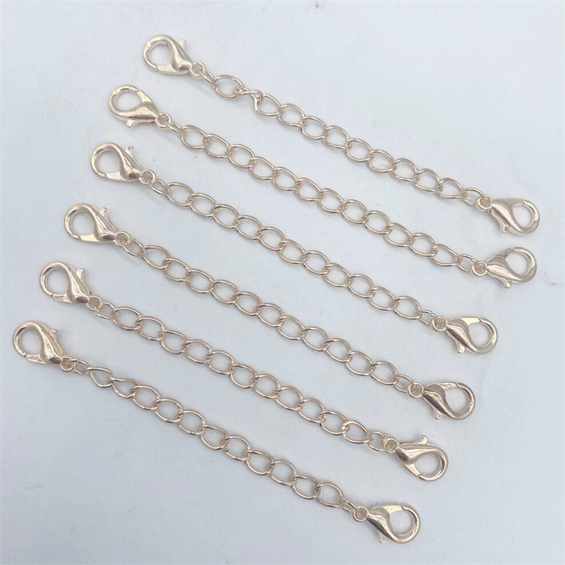 Hebilla de langosta de doble cabeza con cadena de cola cadena ajustable Cadena de extensión de cadena de cuerda de cuero material de joyería de bricolaje Cadena de todo partido al por mayor