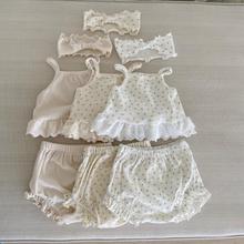 韩国童装代购24夏MARRON女婴童宝薄棉软碎花吊带T恤大PP短裤套装