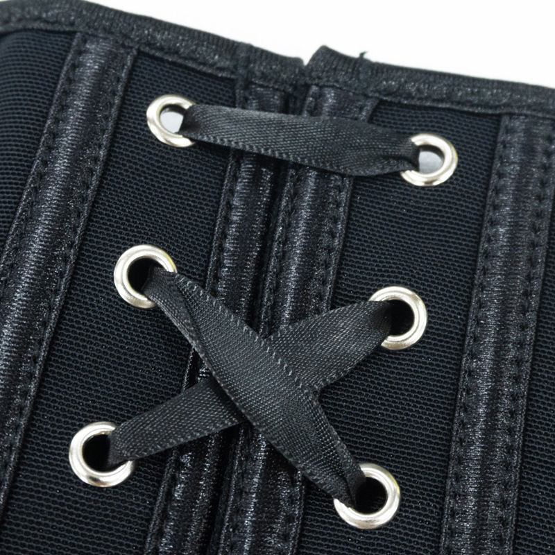 Europa y América plástico chaqueta transpirable tela de malla sexy delgada sin cinturón de hombro corsé de hueso de pescado corsé