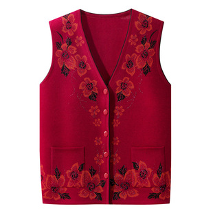 Old Man's Autumn Vest Sweater Grandma's Vest Old Lady's Waistcoat Mom's Knitted Vest Cardigan Spring and Autumn Coat