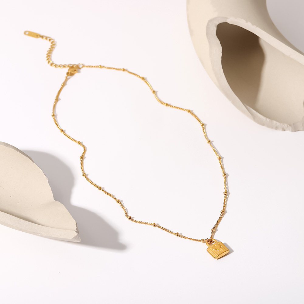 Fashion Lock Stainless Steel Necklace Gold Plated Stainless Steel Necklaces