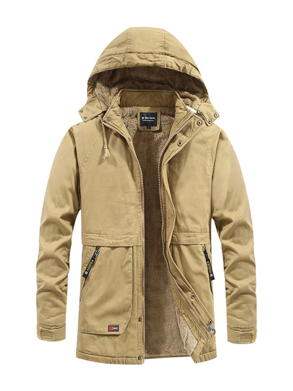 HTN2025 冬用裏起毛綿服 メンズ ゆったりジャケット 厚手フード付きワークジャケット 防寒綿服|undefined