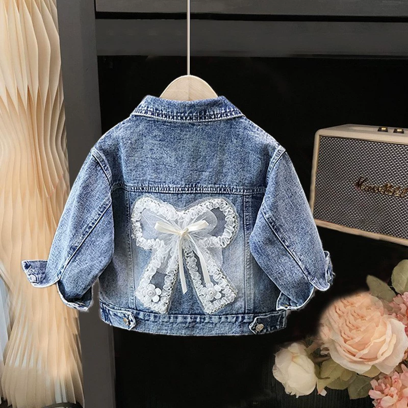 Деним осень-весна детская куртка для девочек, западный стиль, детская одежда