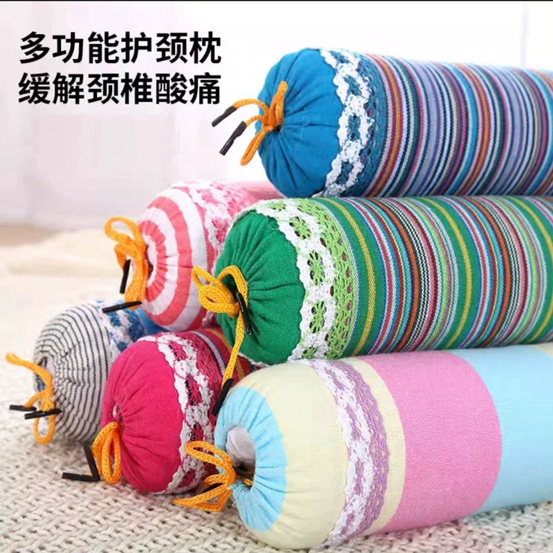 Старый грубый гречневой кожи цервикального ядра подушки семени кассии цилиндрическая подушка хлопок Круглый тяги Подушка Съемный и моющиеся конфеты подушка