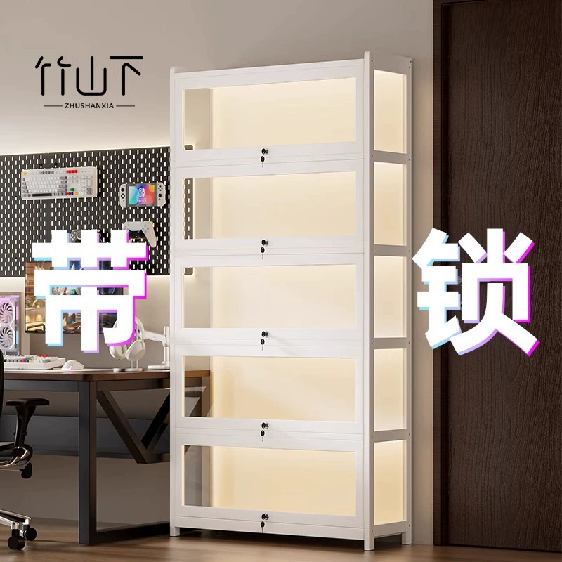 Ручной витринный шкаф с лампой и замком Акриловая прозрачная пыленепроницаемая подставка для дисплея LEGO Blind Box для украшения модели шкаф для хранения