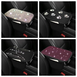 Girls' Special Shiny Rhinestone Car Armrest Box Mat, Full Diamond Creative Armrest Box Storage Decorative Mat, Cross-Border