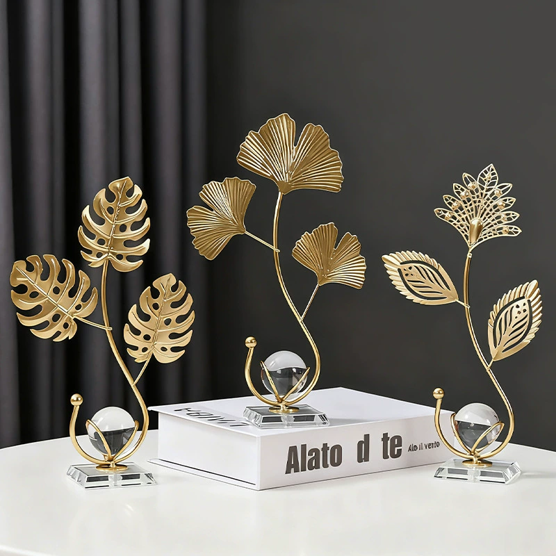 Декоративные украшения из листьев гинкго для гостевых и обеденных комнат, офисов, винных шкафов, столов, предметов интерьера из кованого железа, декоративные изделия из металла в европейском стиле.