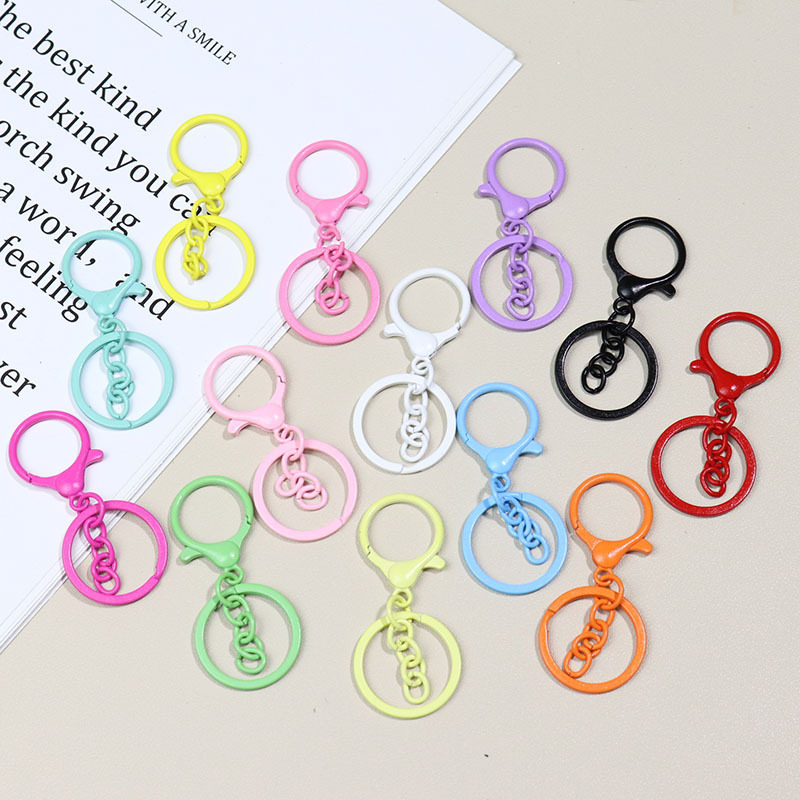 Paint color four-section chain bulb lobster clasp three-piece set small fresh key chain diy jewelry accessories key ring