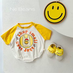 23夏季新品0-2歲嬰兒衣服 潮款男女寶笑臉三角包屁衣 A棉舒適透氣