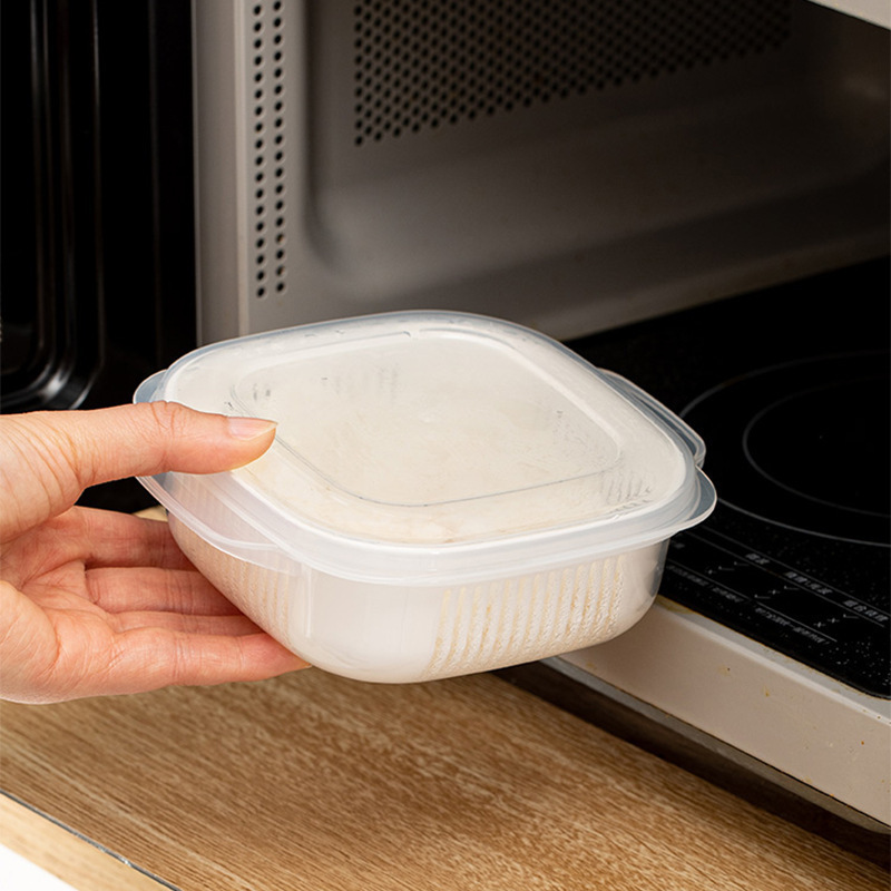 マイクロ波ご飯冷凍新鮮箱弁当箱サラリーマンご飯付き果物箱弁当箱二重に冷凍箱を分けます。|undefined