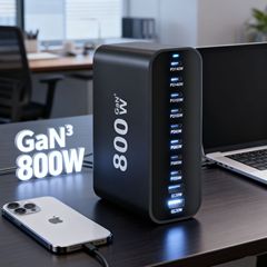 跨境新款10口800W氮化镓PD充电器765W多功能PD桌面充730WPD充电器