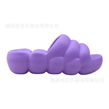 OEM定制跨境外贸女士EVA厚底一字拖鞋居家外穿毛毛虫拖鞋Slippers