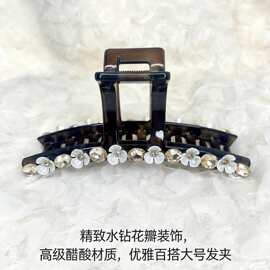 轻奢高级感咖色水钻抓夹女大号后脑勺盘发鲨鱼夹气质通勤百搭发饰