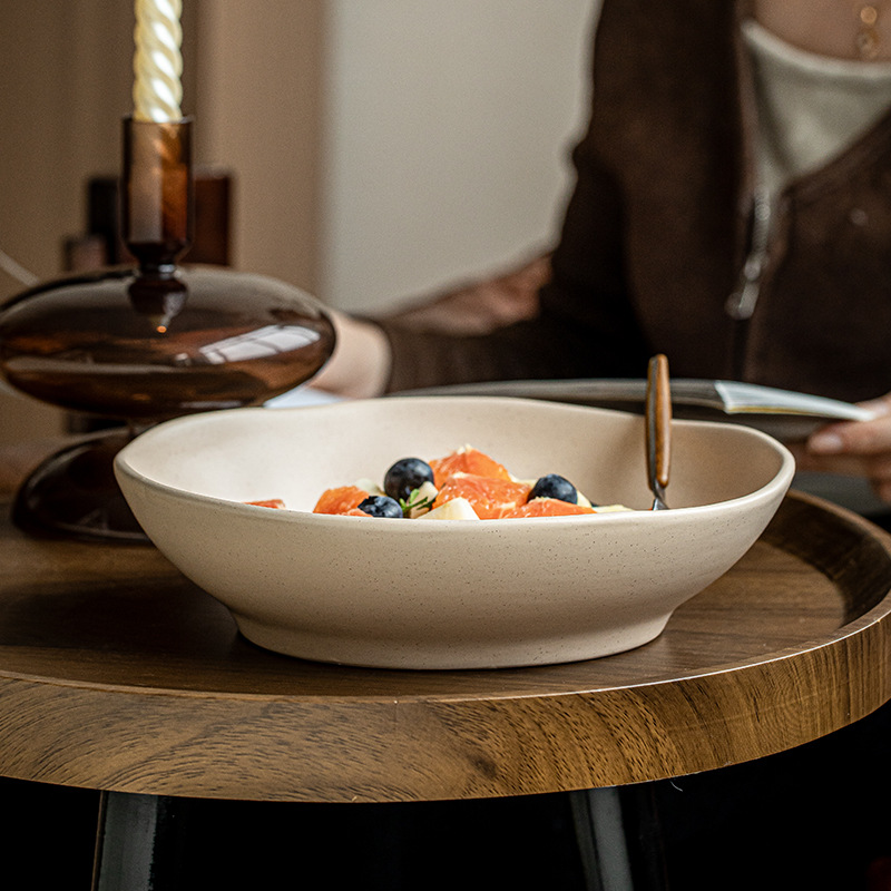 8.5 pulgadas Ike cuencos de ensalada especiales in sésamo esmalte en forma de platos de platos de arroz de curry de cerámica exportación transfronteriza