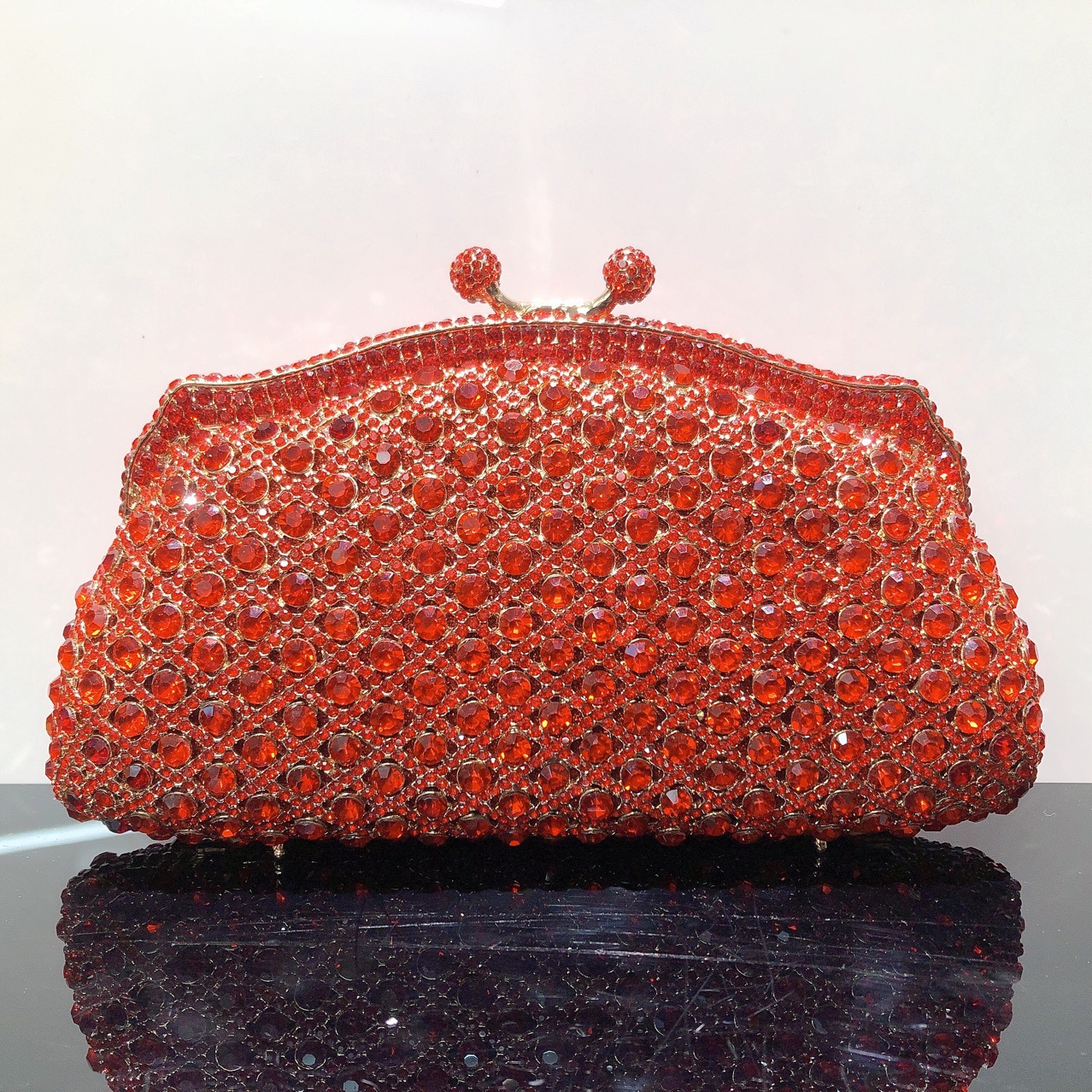 Bolsa de cena de diamante de metal hueco, bolsa de cena de diamante de cristal de mano, bolsa de mujer