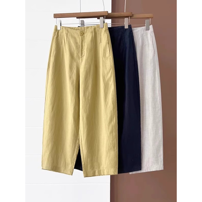 Tencel Linen Casual Balloon Pants Women's Summer New Large Size Small People Loose Nine-Point High Waist Ice Silk Harem Pants