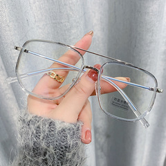 New Anti-blue Light Plain Glasses Men's and Women's Retro Polygonal Double-Beam Eyeglasses Internet Popular Myopia Frame 8025