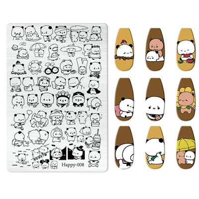 Cat Nail Art Bow Cartoon | Dırnaq bəzəkləri - happy-008-with-back-plate