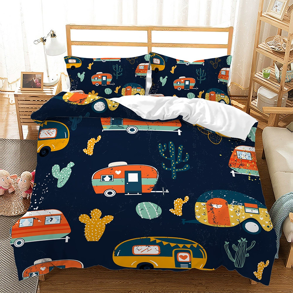 RV for traveling, set, digital duvet cover, pillowcase, 3 piece set, Amazon, for import, 3D, bedding