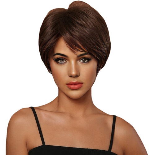 Cross-border foreign trade European and American fashion wigs for women with short straight hair mechanism BOBO chemical fiber wig headgear wig factory supply