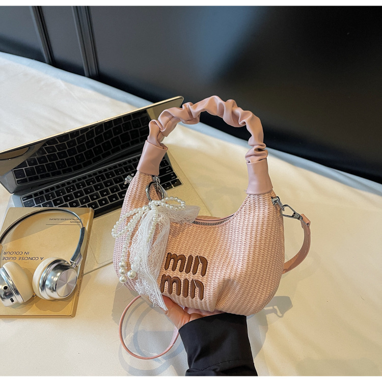 2025 Pleated handbag for Women's summer, a new niche design, trendy and fashionable, versatile woven single-shoulder crossbody bag undefined