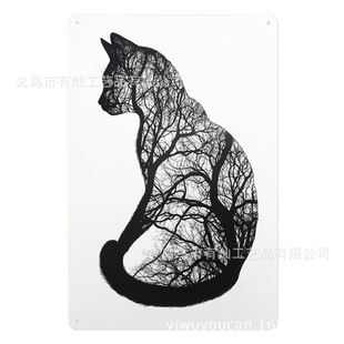 Foreign Trade E-Commerce Supply Cat Coffee Barber Shop Wall Decoration Iron Painting Retro Old Iron Wall Decoration
