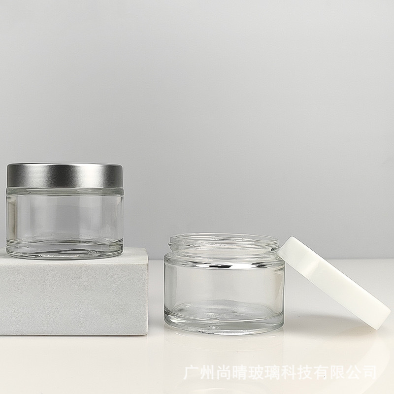 Celebridad de Internet en stock botella cosmética botella de esencia de vidrio fondo grueso botella cosmética redonda recta botella vacía 30ml40ml