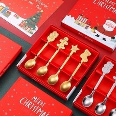 越境ステンレススプーン食器先スプーンケーキデザートアイスクリームコーヒースプーン創意クリスマススプーンプレゼント