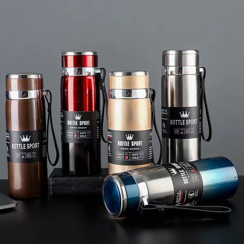 Cross-border exclusive 316 stainless steel insulated cup with gradient strap travel flask large capacity outdoor sports water bottle wholesale