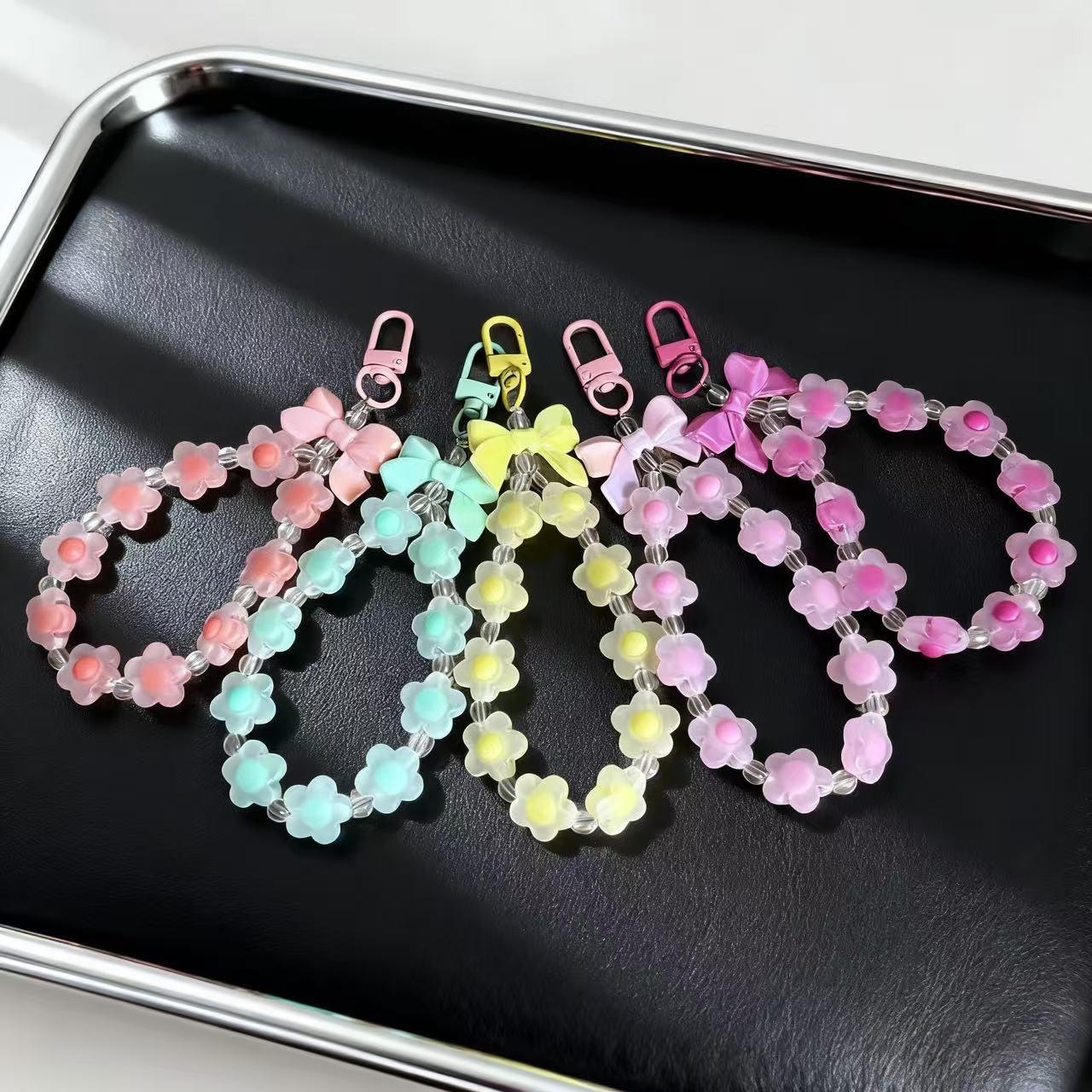 Multi-Colored Flower Bow Phone Chain Keychain Pendant High-End Bag Accessory Dopamine