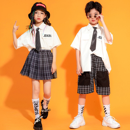 Children's Street Dance Fashion Boy's Hip Hop Set Girl's Jazz Performance Outfit Korean Version JK Chorus Uniform School Uniform Garden Uniform