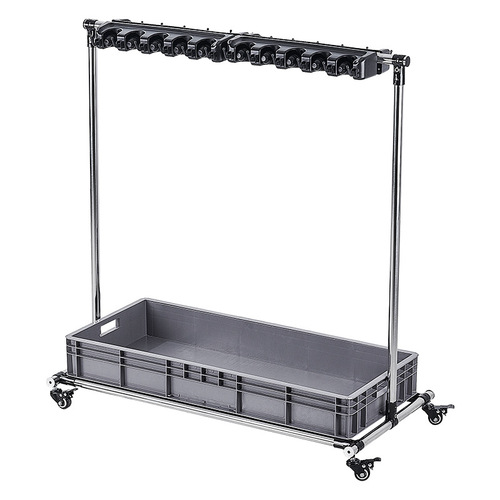 Mobile Floor Drag Broom Stand Stainless Steel Shelf Broom and Mop Holder Balcony Cleaning Tool Storage Commercial