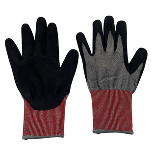 Customized 18-Pin Nitrile Frosted American Standard A5 Anti-Cut Gloves Dipped in Rubber, Wear-Resistant, Non-Slip, Mechanical Production, Glass Handling