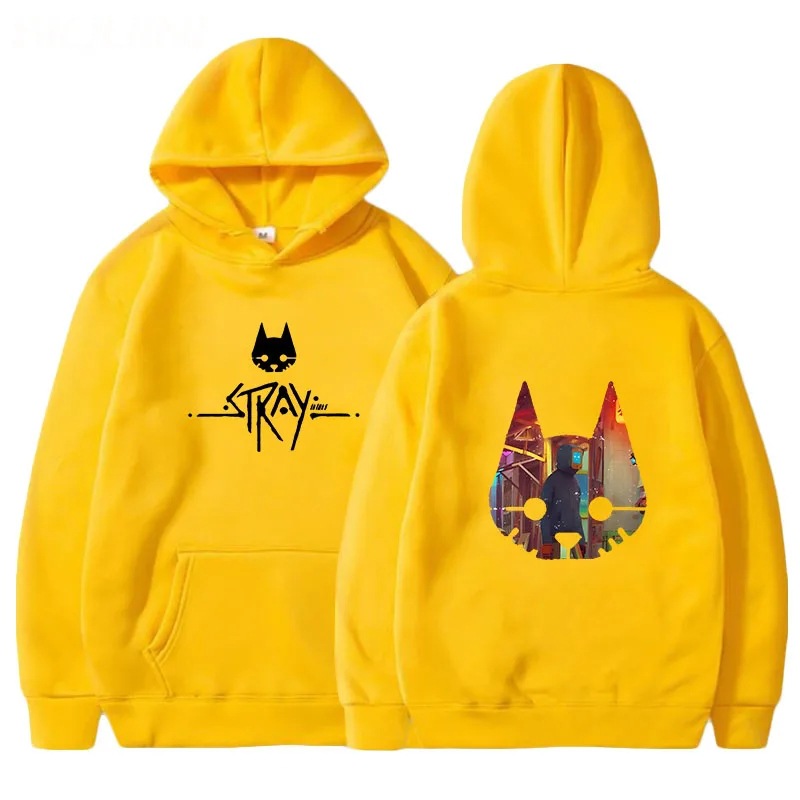 Juego errante gato anime sudadera con capucha juego caliente estampado ropa hombre invierno suéter de lana top de gran tamaño