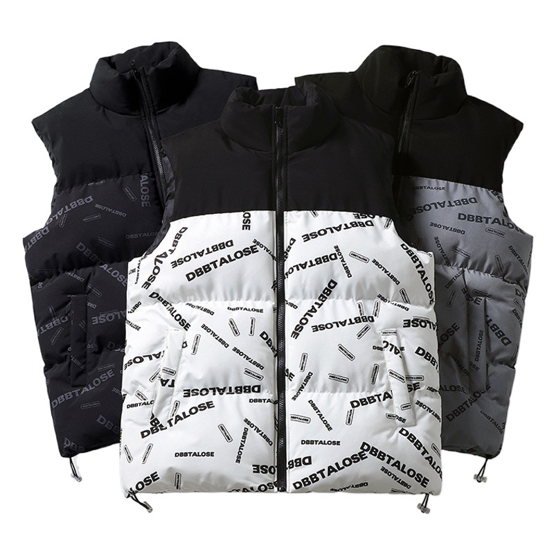 Chaleco de algodón los hombres 2023 Otoño e Invierno nueva moda juvenil costura casual stand collar chaleco exterior al por mayor