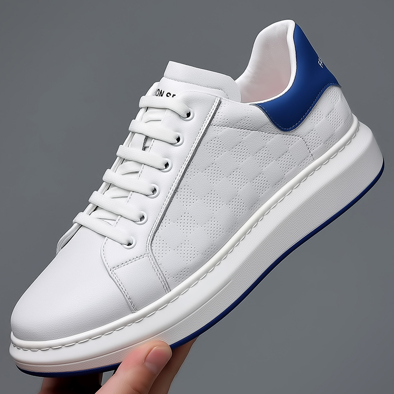 Nueva capa superior de piel de vaca de los hombres McQueen zapatos de los hombres de cuero blanco zapatos blancos zapatos casuales de moda transpirable zapatos de cuero de una sola capa