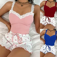 Женский комплект для сна с кружевом, шорты и топ, сексуальный, S–XL