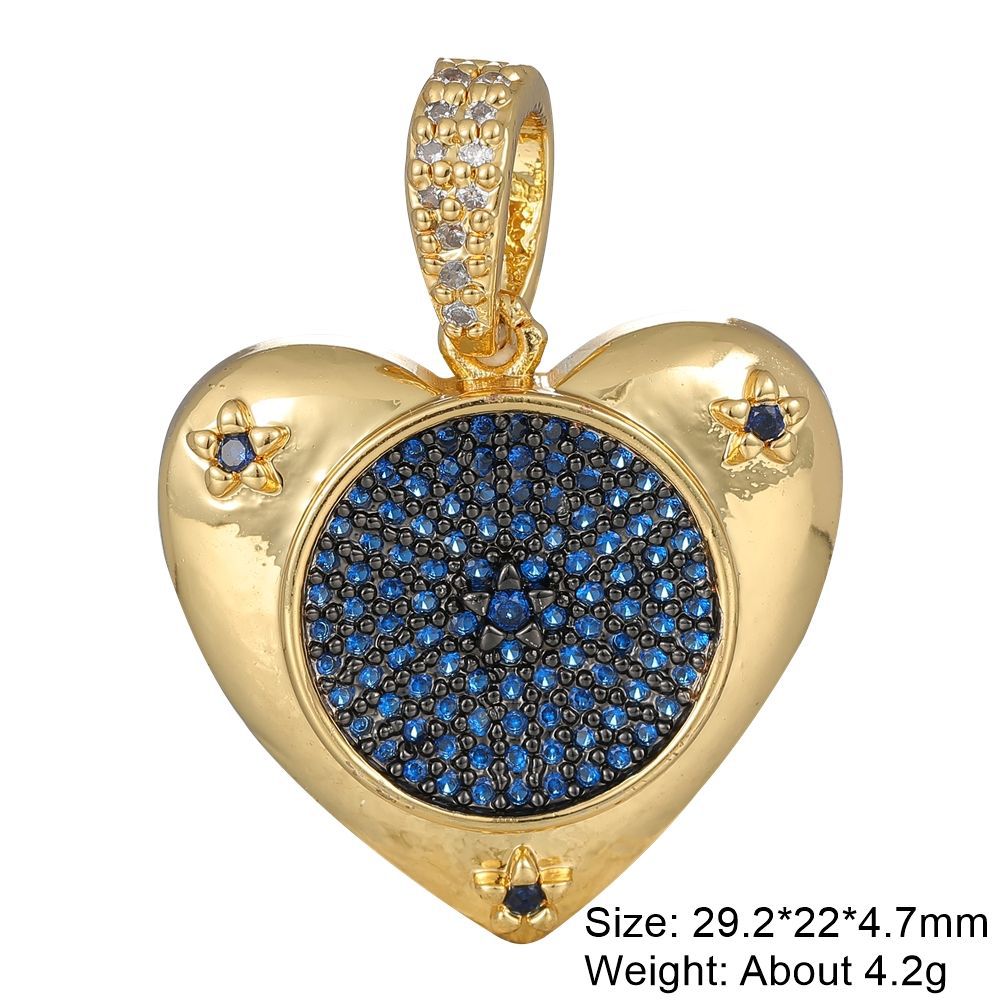 5g Weight Pendant Jewelry Making Type Rhinestones Inlay Material DIY Jewelry Accessories Classification 1 Piece Quantity Copper Material Heart Shape Pattern Plating Design Casual, Retro, Classic Style Style 1 Piece Copper Rhinestones Heart Shape Pendant 4