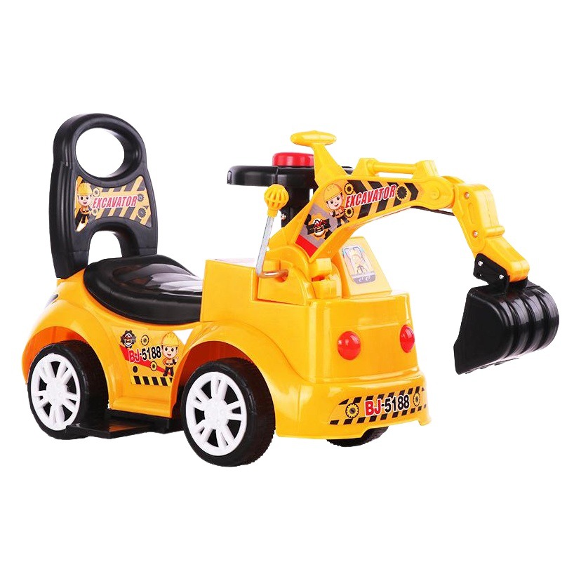Entrega de una pieza Excavadora eléctrica para niños Excavadora de cuatro ruedas Coche oscilante Coche deslizante de ingeniería con música ligera