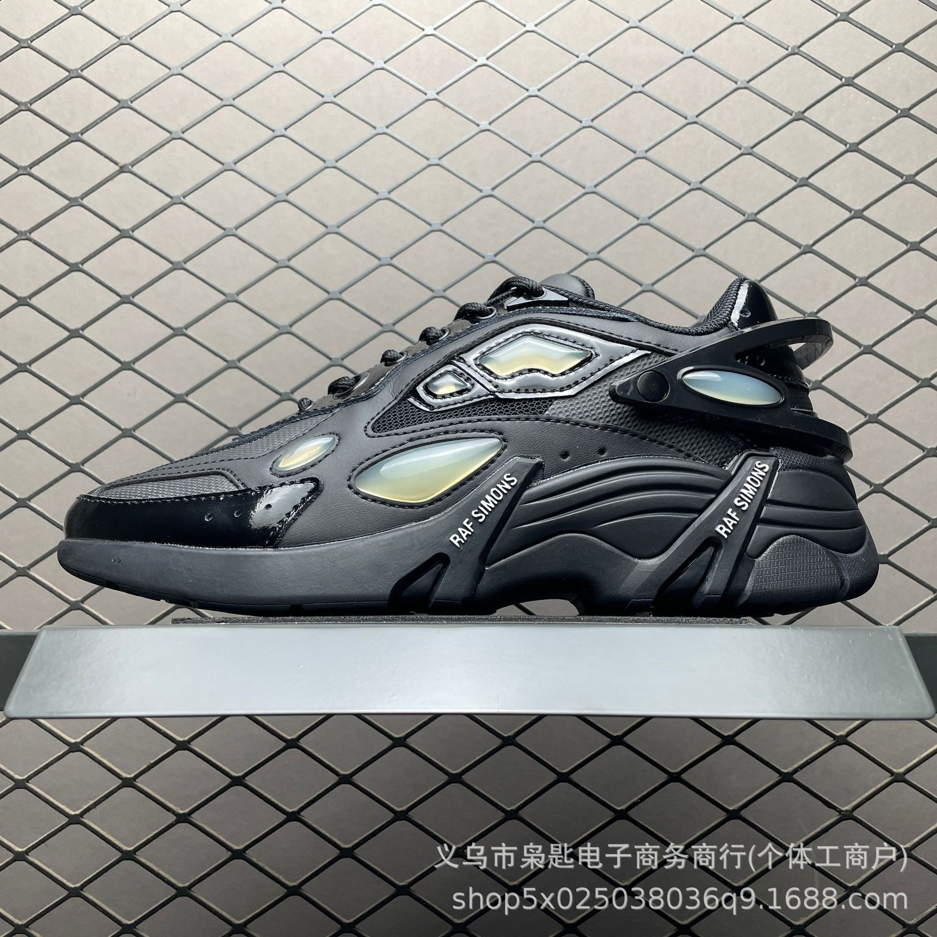 RAFCylon21 Water Bubble Pioneer Trendy Retro Unisex Asphalt Black Low-Top Thick-Soled Dad Shoes