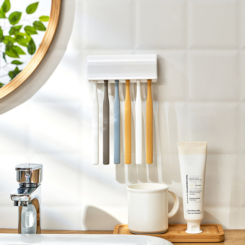 KM wash toothbrush storage box adhesive toothbrush holder simple toothbrush storage rack bathroom bathroom storage rack