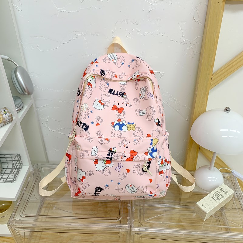キャンパス風かわいいトレンドニッチ多用途スクールバッグプリント落書き学生女の子バックパック軽量ktバックパック|undefined