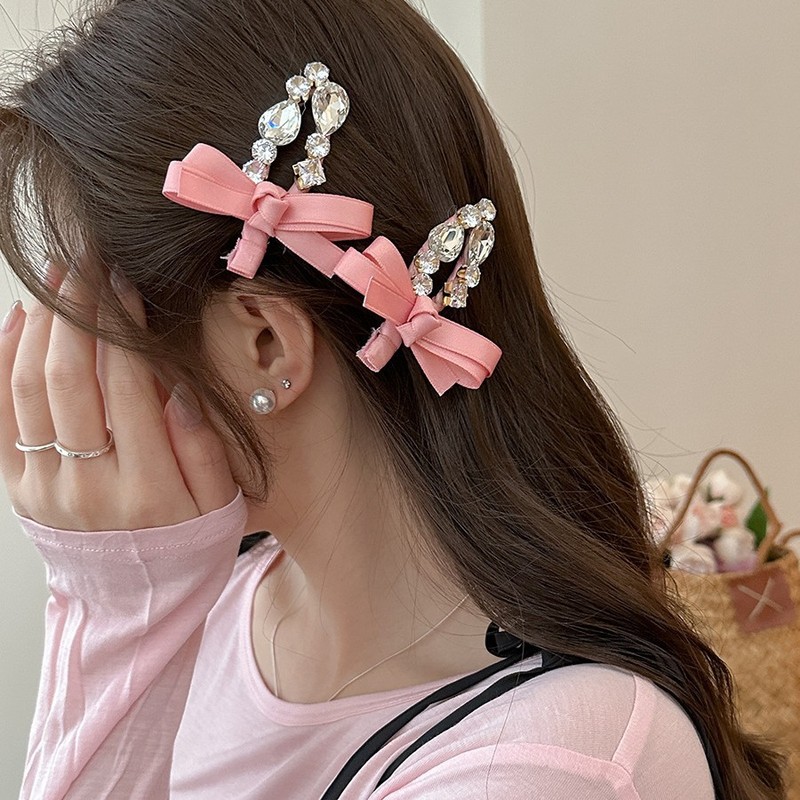 張元英と同じスタイルの蝶結びヘアピンサイドクリップサイドクリップ前髪ヘアピン女性の額飾り2025新しいハイエンド|undefined