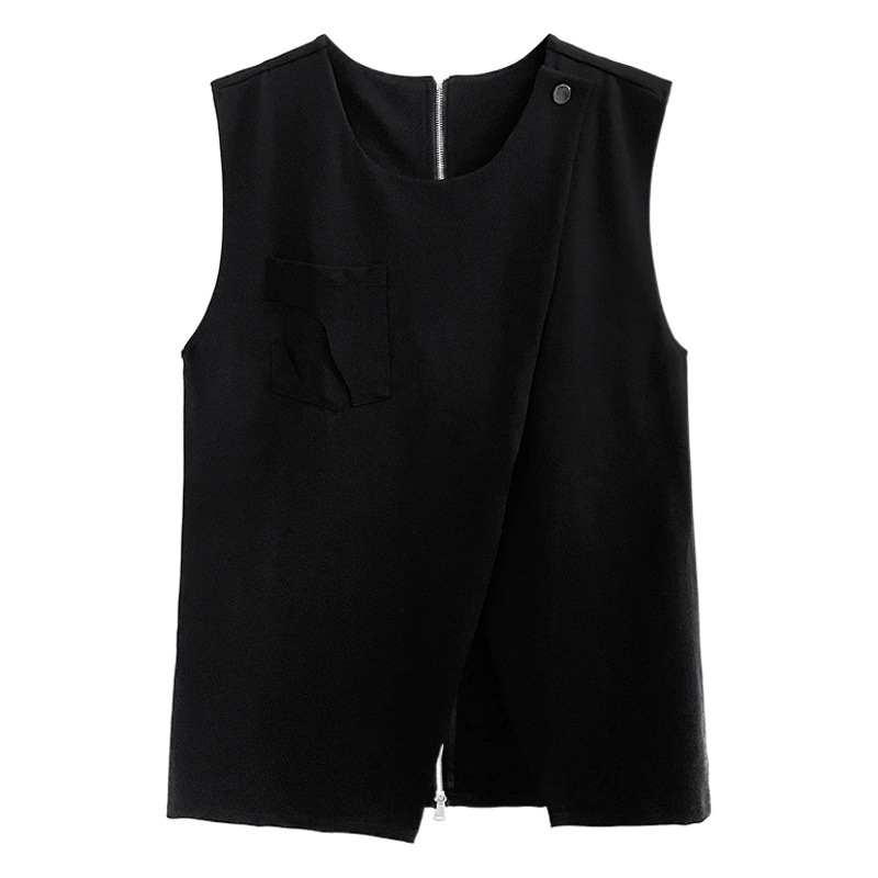 Yamamoto estilo oscuro volver cremallera chaleco para las mujeres primavera y otoño flojo adelgazamiento nicho diseño temperamento exterior abrigo image 1